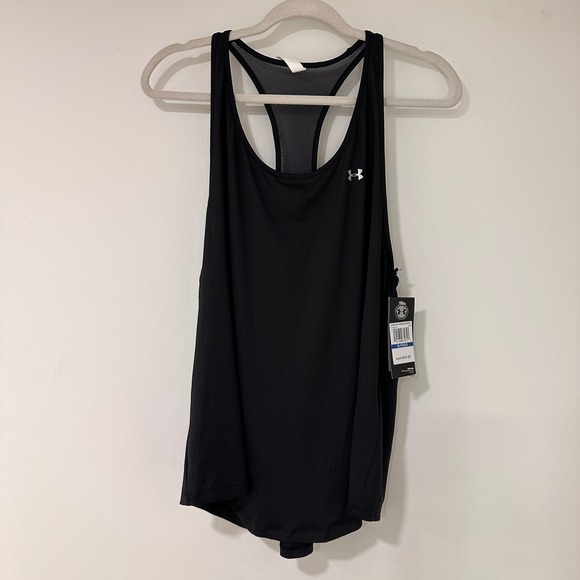 Under Armour Tops - Under Armour HeatGear Racerback Tank Top Women XL Black Mesh Back | Athleisure